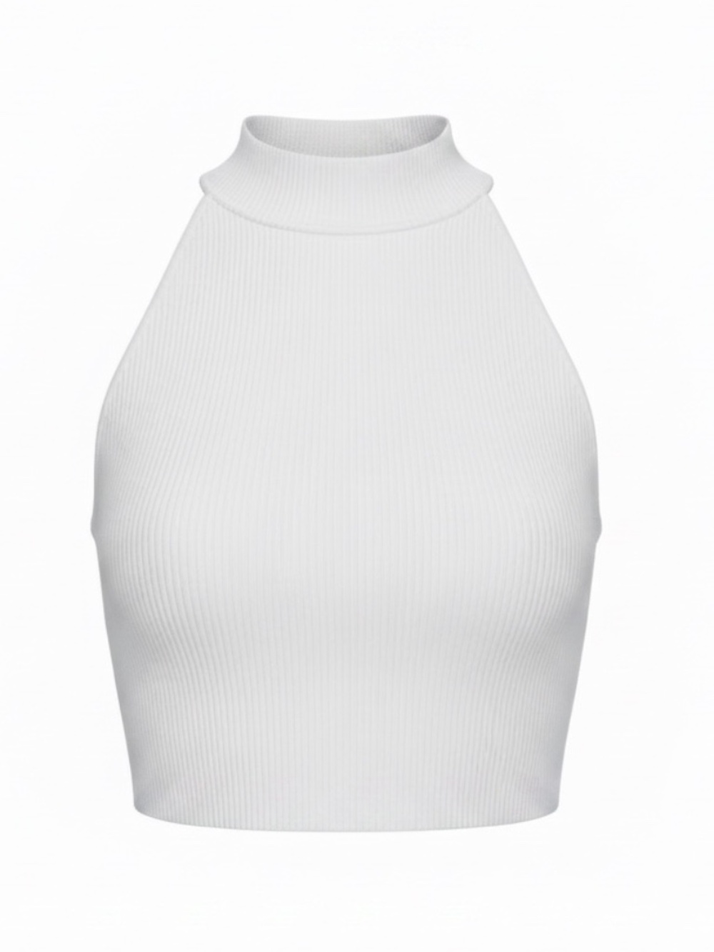Aritzia Babaton Sculpt Knit Mockneck Halter Top - White - Small